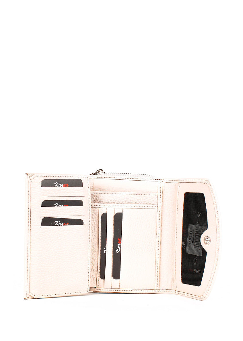 Cartera de piel italiana Beige 1192-13