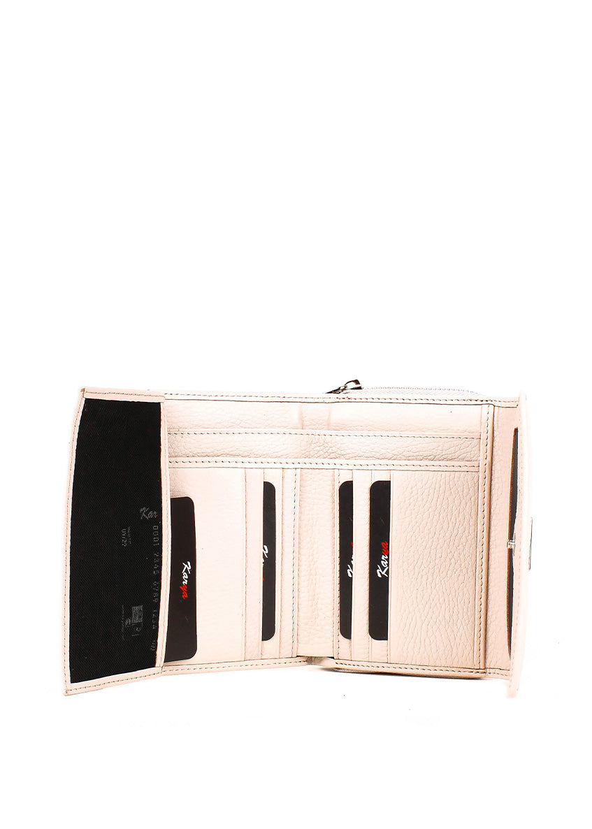 Cartera de piel italiana Beige 1192-13