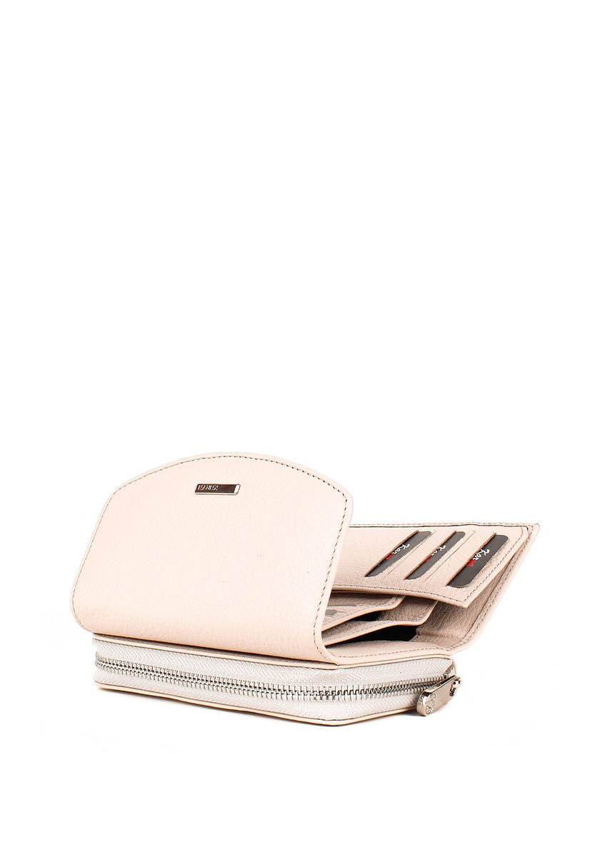 Cartera de piel italiana Beige 1192-13
