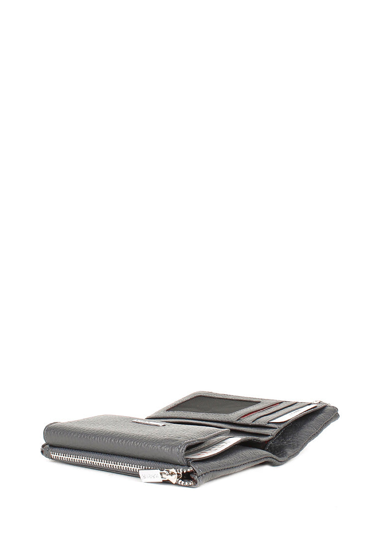Cartera de piel italiana Gris 1205-081