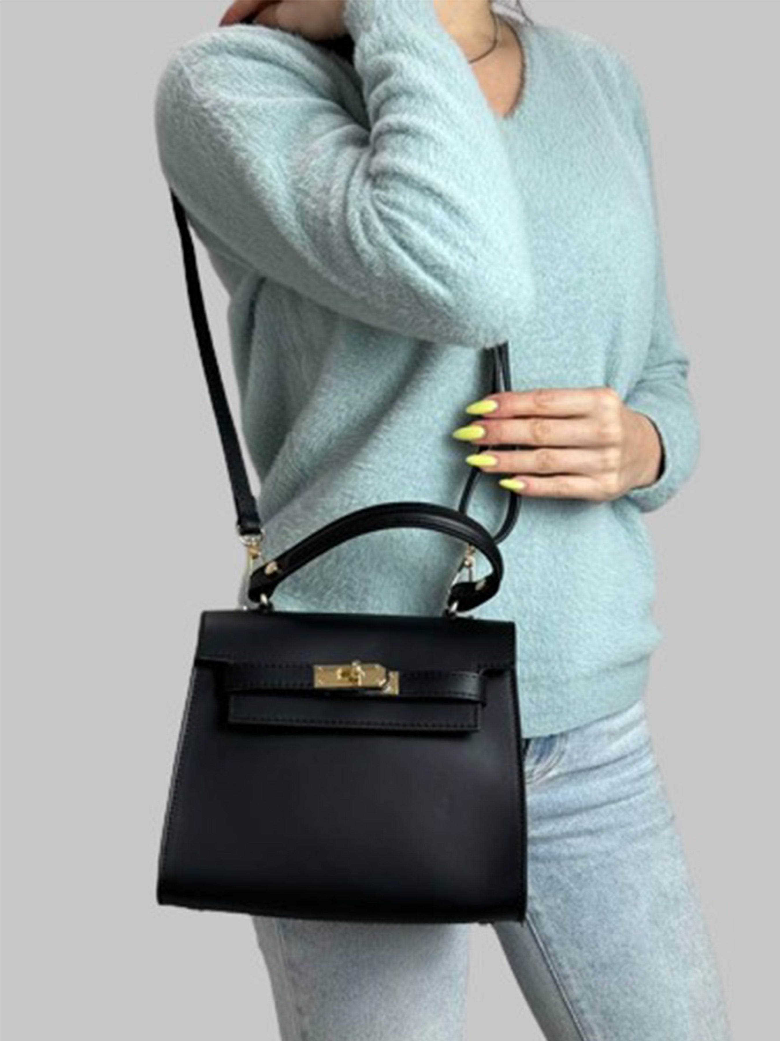 Bolso de mano de piel italiana Negro 3993-05-31