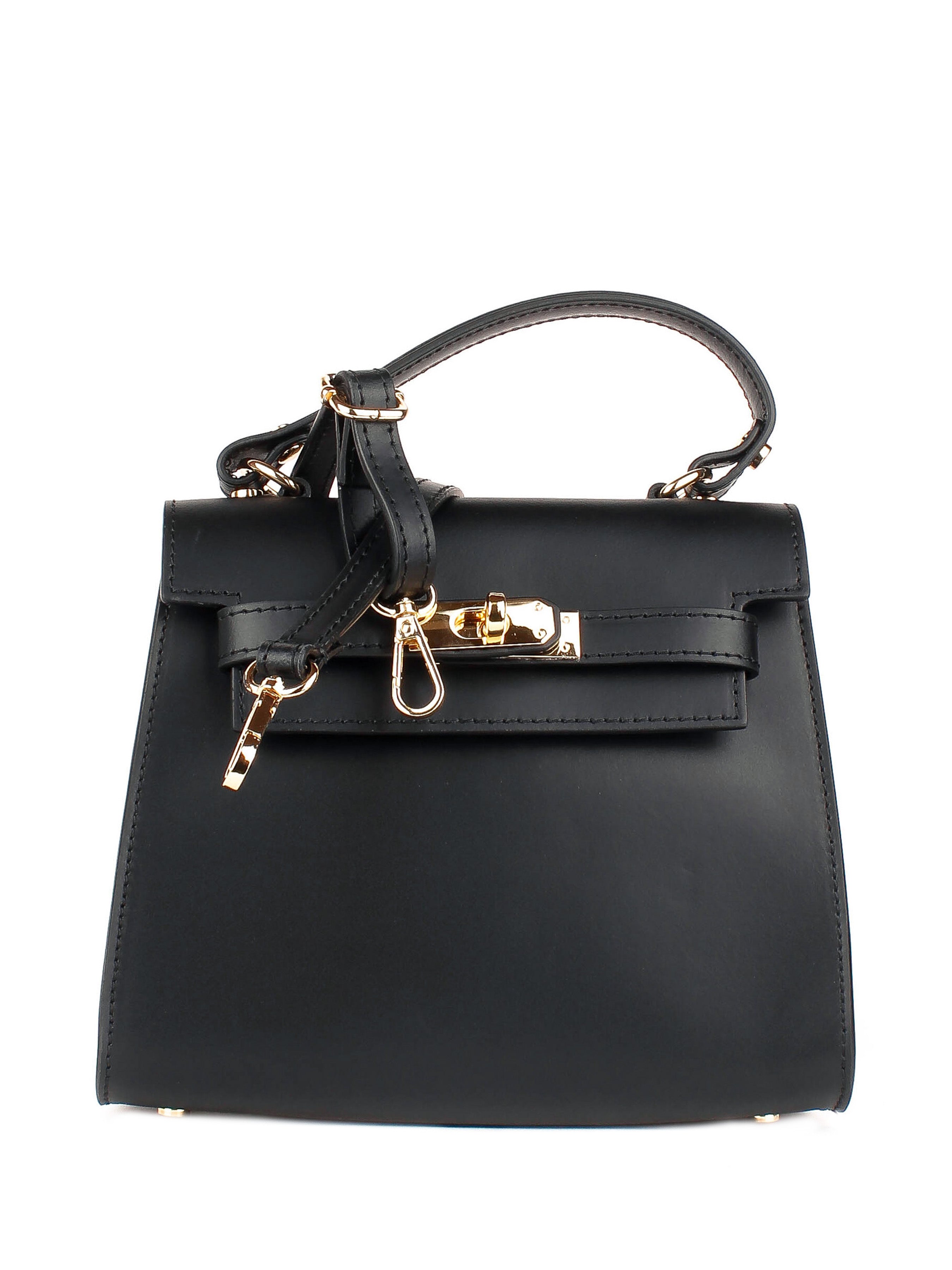 Bolso de mano de piel italiana Negro 3993-05-31