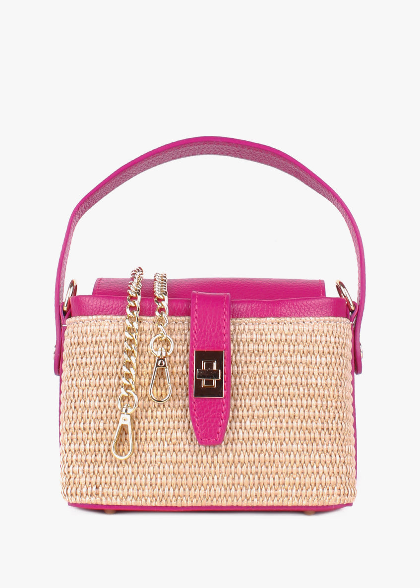 Bolso de mano de piel italiana Rosa 6611-2311-32