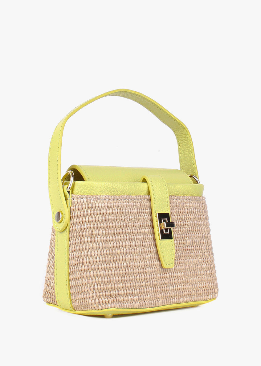 Bolso de mano de piel italiana Amarillo 6611-1511-32