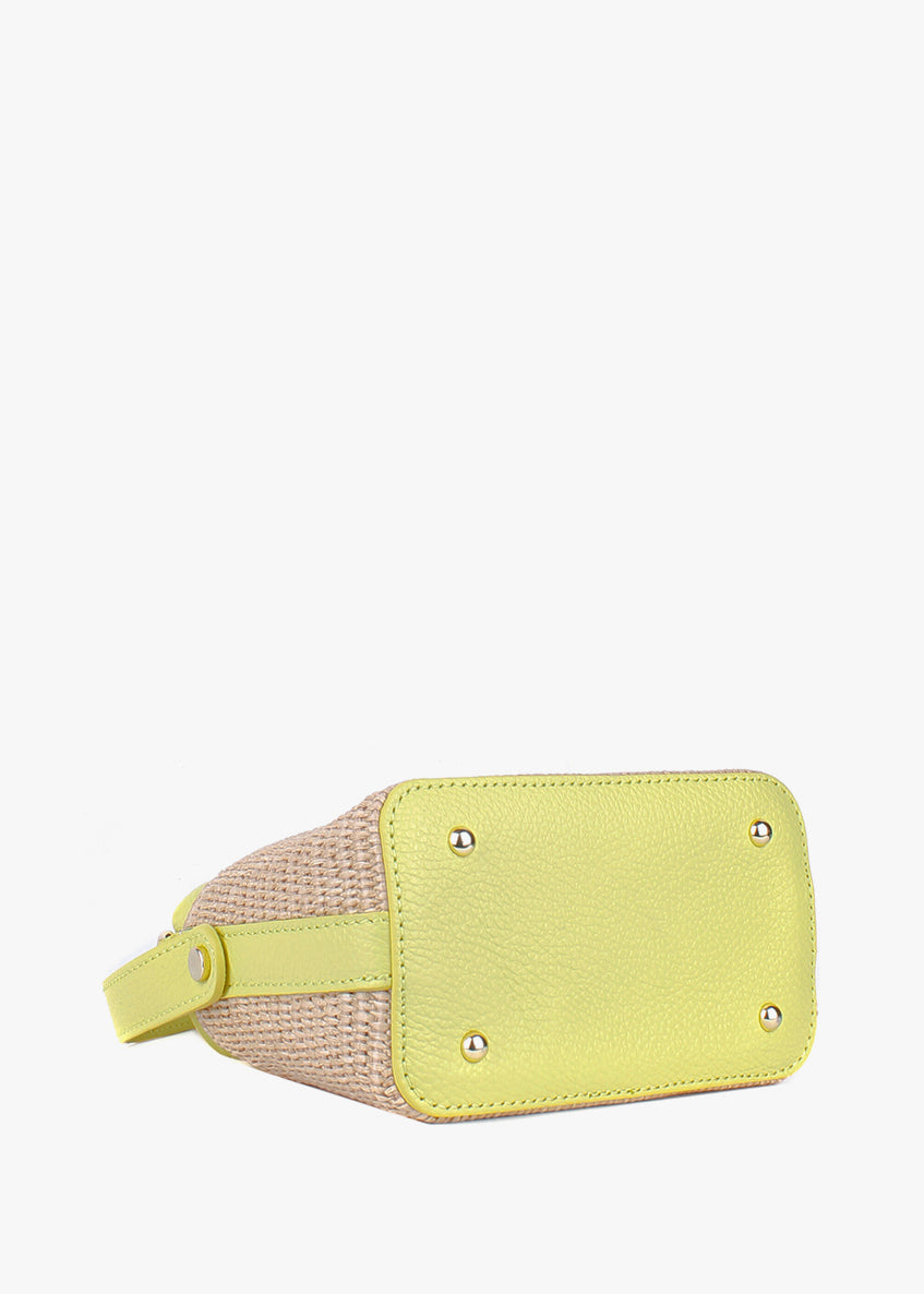 Bolso de mano de piel italiana Amarillo 6611-1511-32