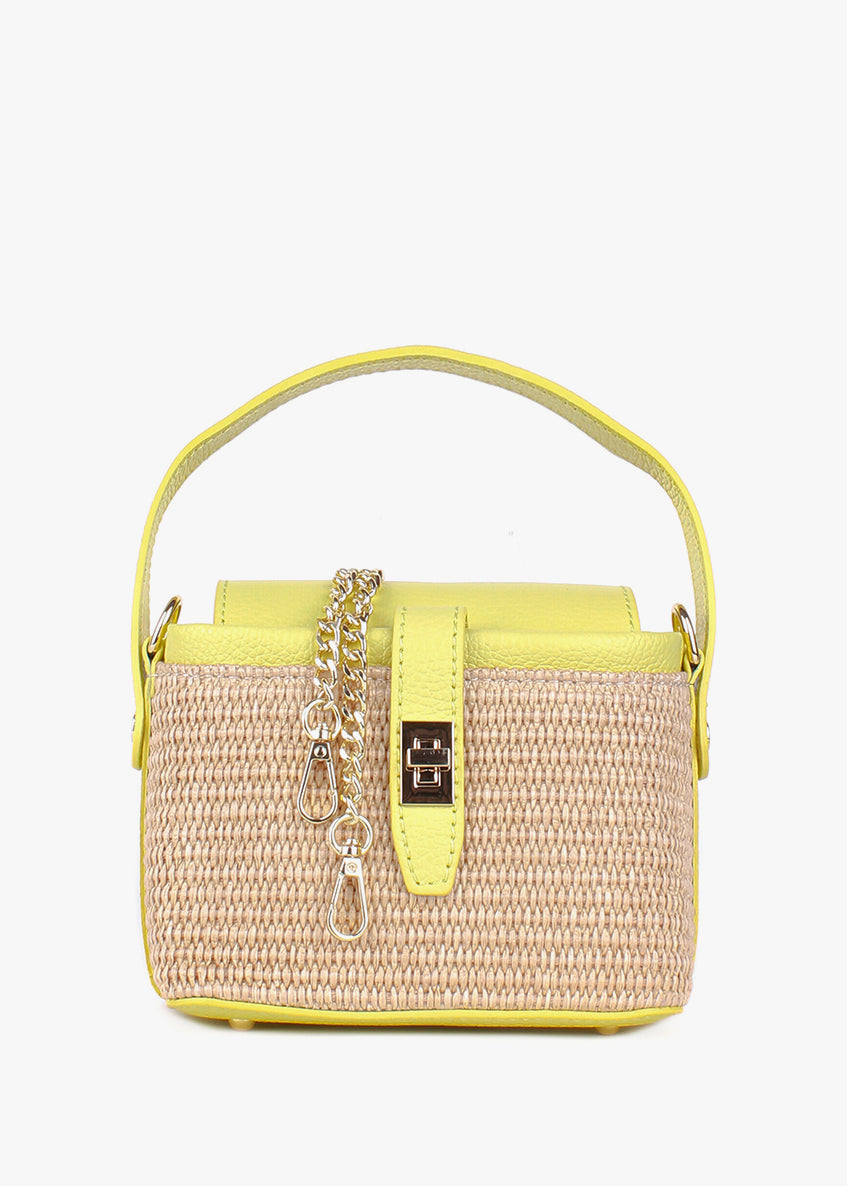 Bolso de mano de piel italiana Amarillo 6611-1511-32