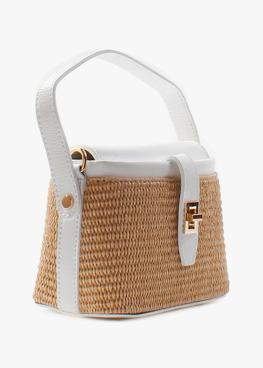 Bolso de mano de piel italiana Blanco 6611-1611-32