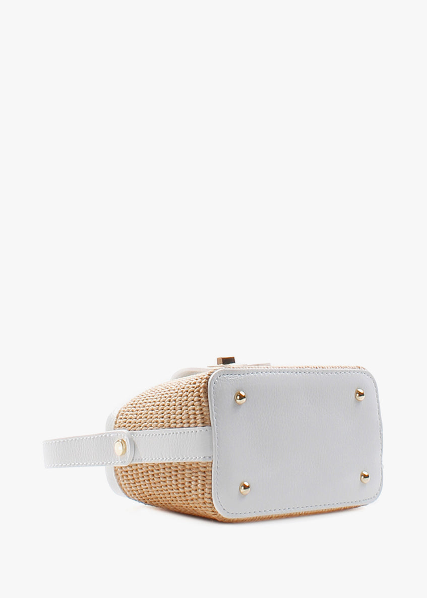 Bolso de mano de piel italiana Blanco 6611-1611-32