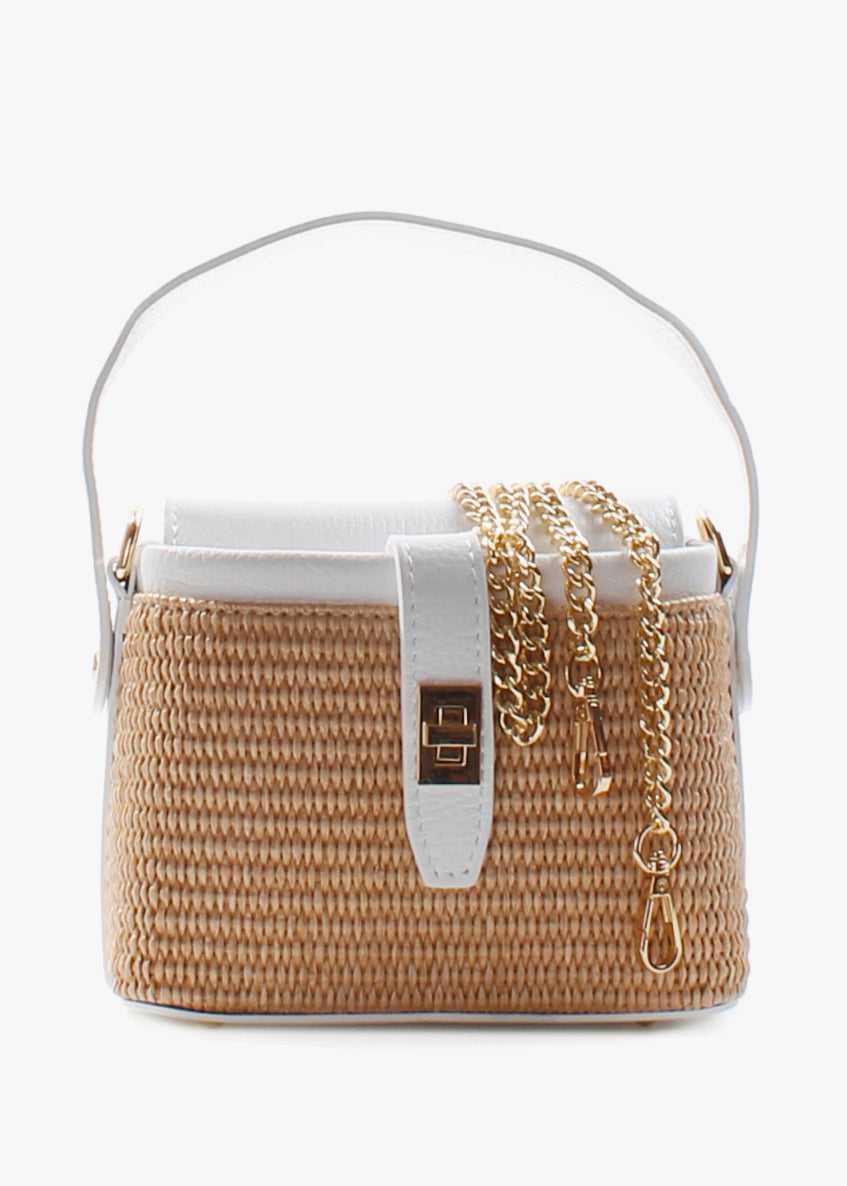 Bolso de mano de piel italiana Blanco 6611-1611-32