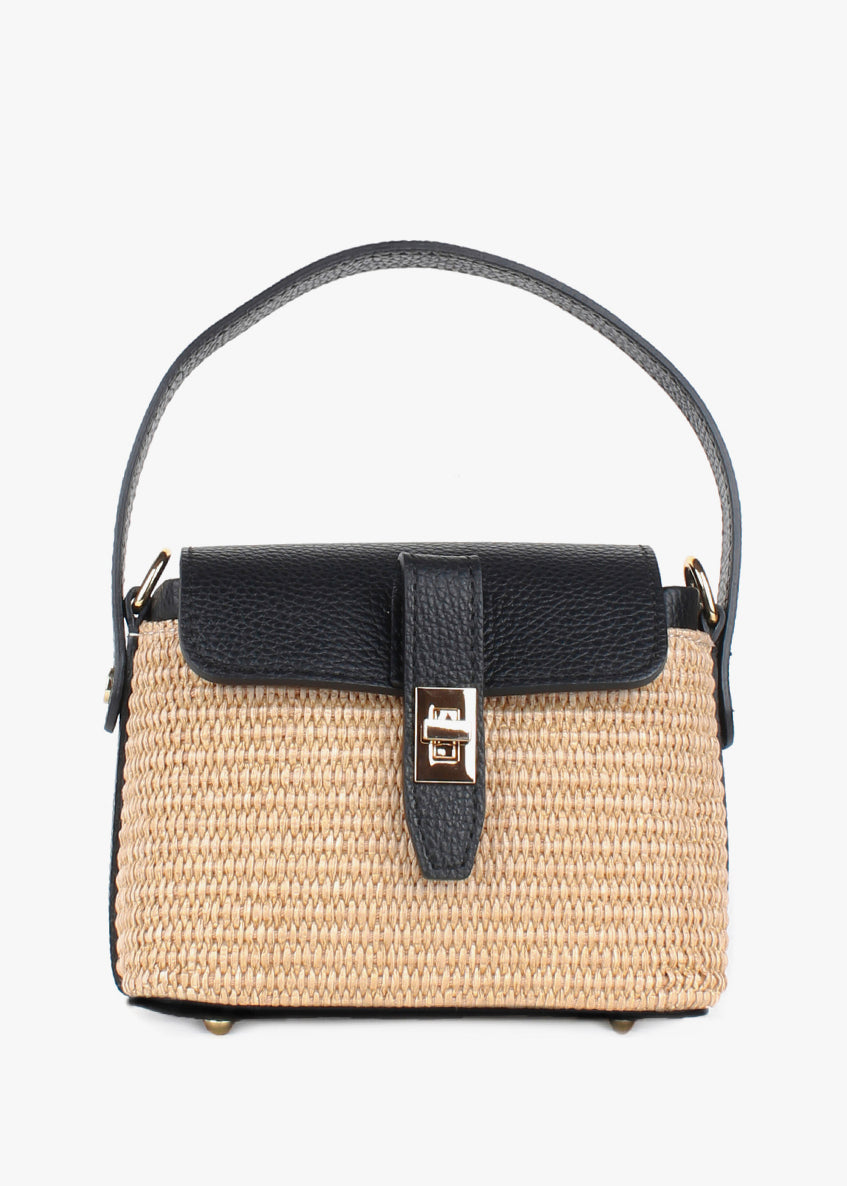 Bolso de mano de piel italiana Negro 6611-0511-32