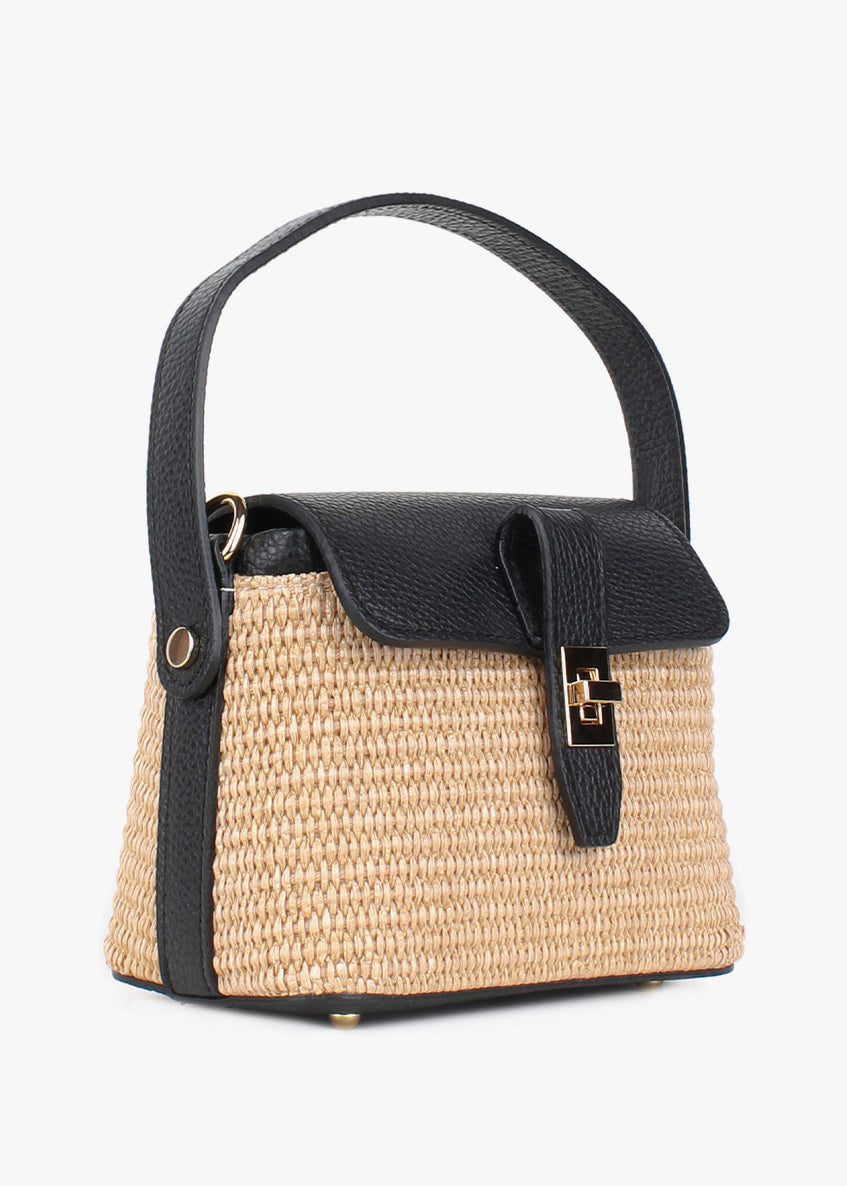 Bolso de mano de piel italiana Negro 6611-0511-32