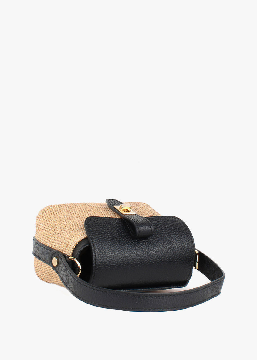 Bolso de mano de piel italiana Negro 6611-0511-32