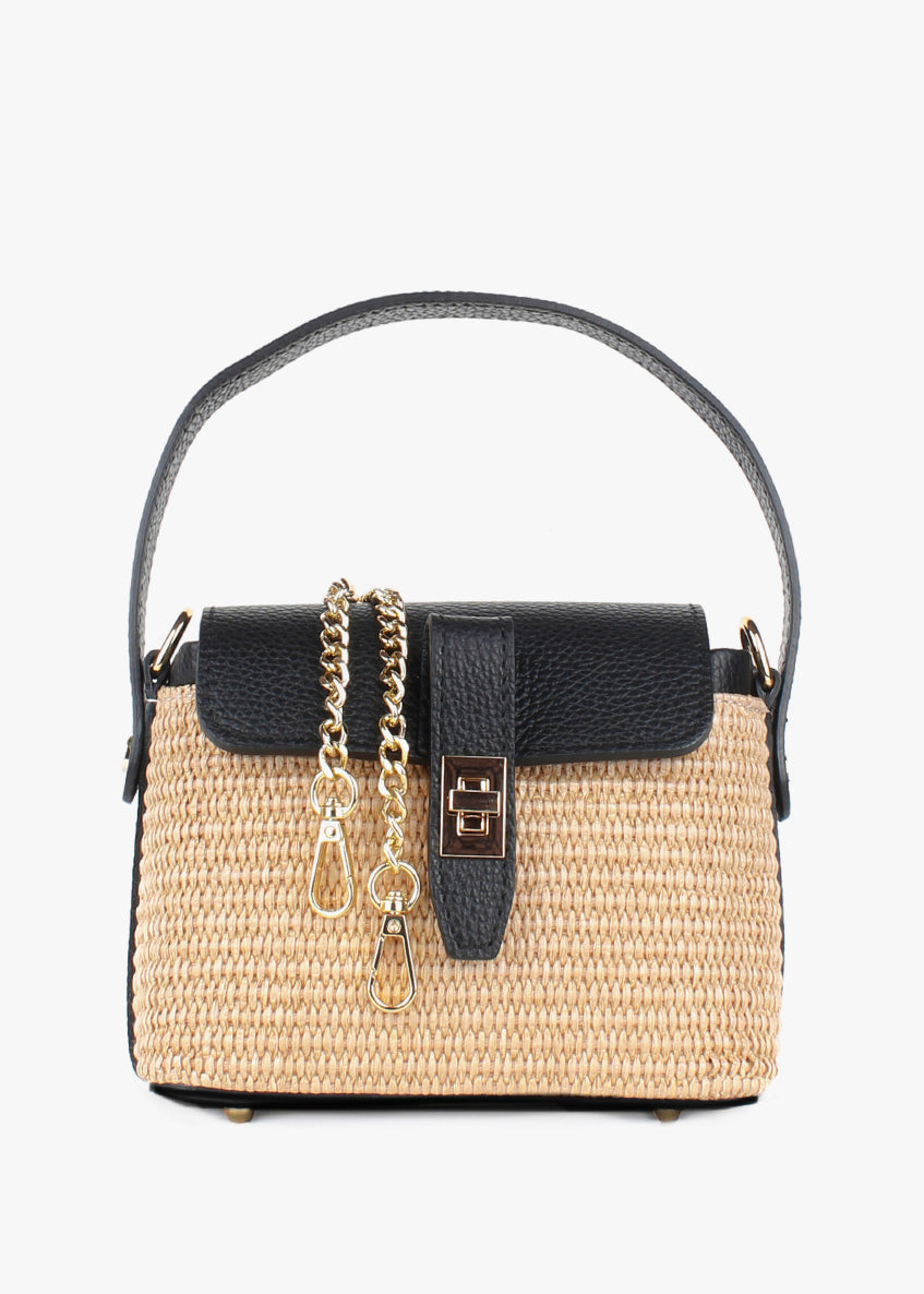 Bolso de mano de piel italiana Negro 6611-0511-32