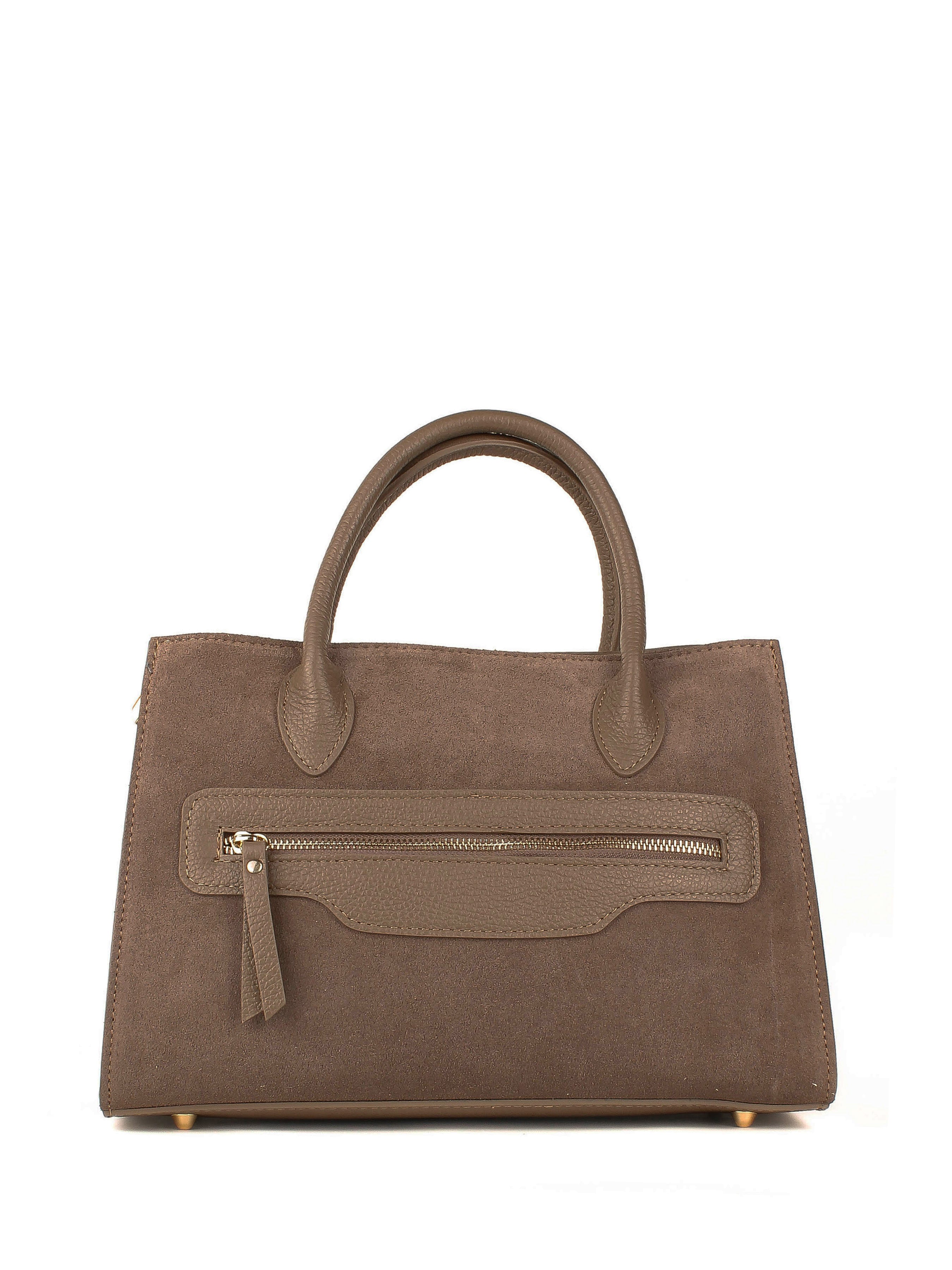 Bolso de mano de piel italiana Gris, Marrón 8230-104-47