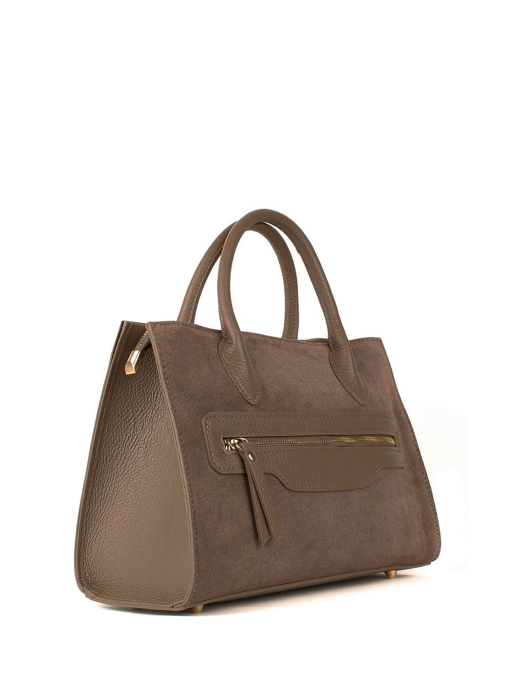 Bolso de mano de piel italiana Gris, Marrón 8230-104-47