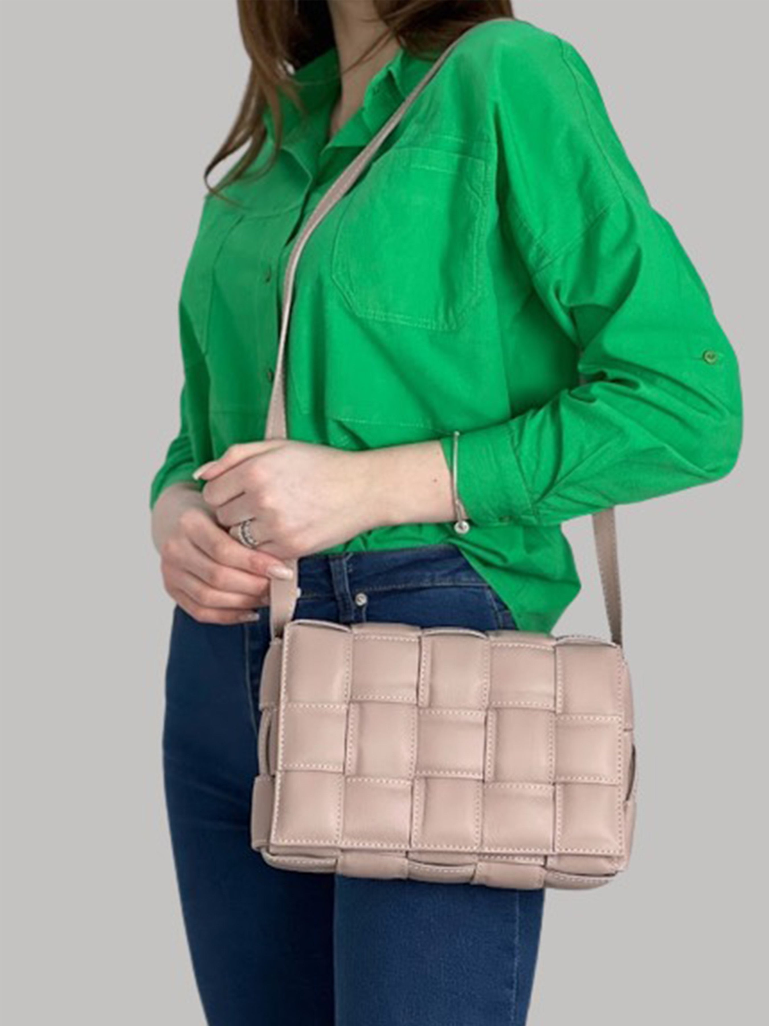 Bandolera de piel italiana Gris 2606-52-106