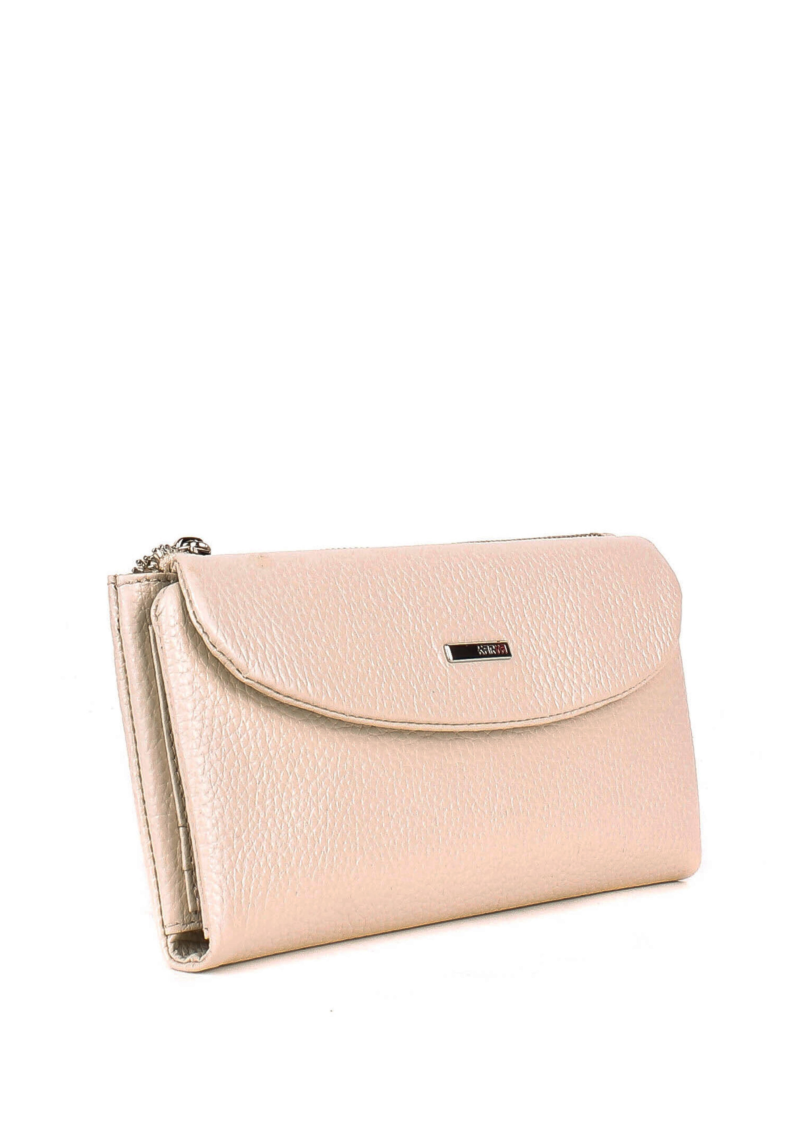 Cartera de piel italiana Beige 1172-13