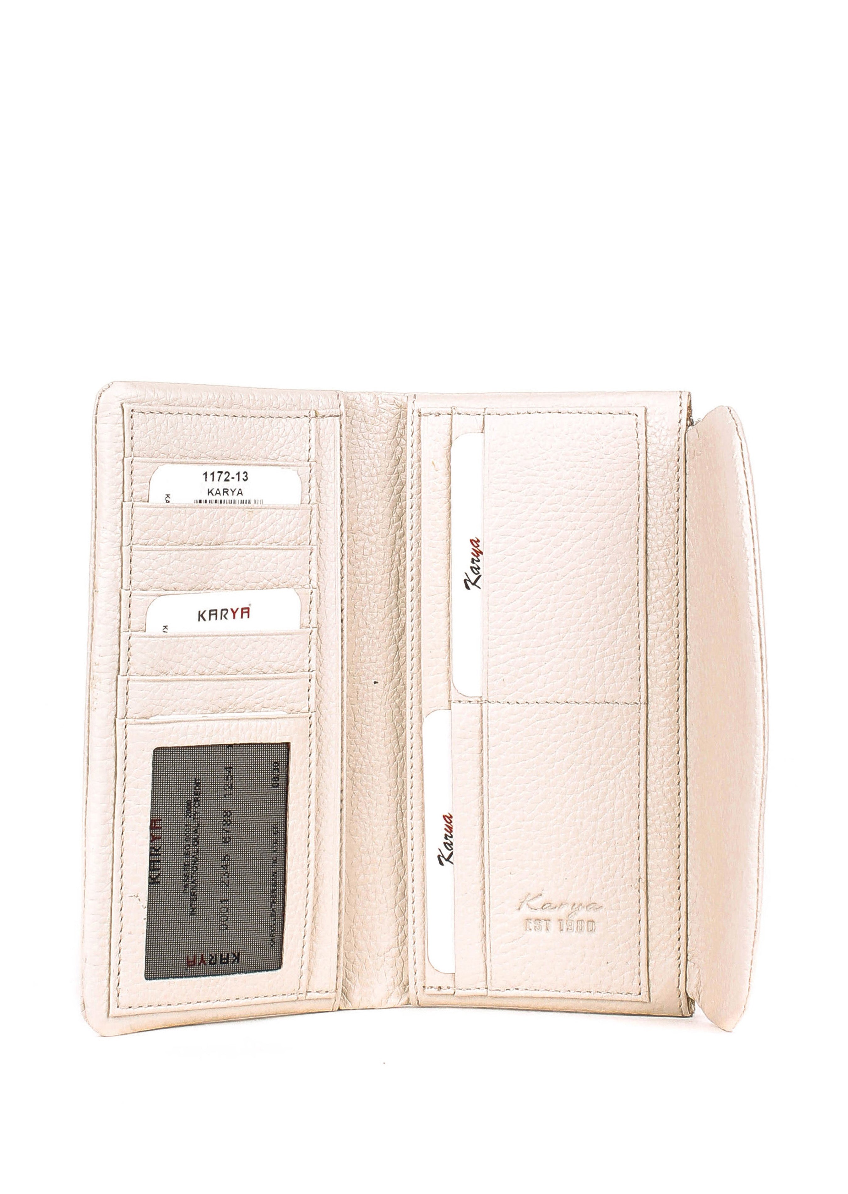 Cartera de piel italiana Beige 1172-13