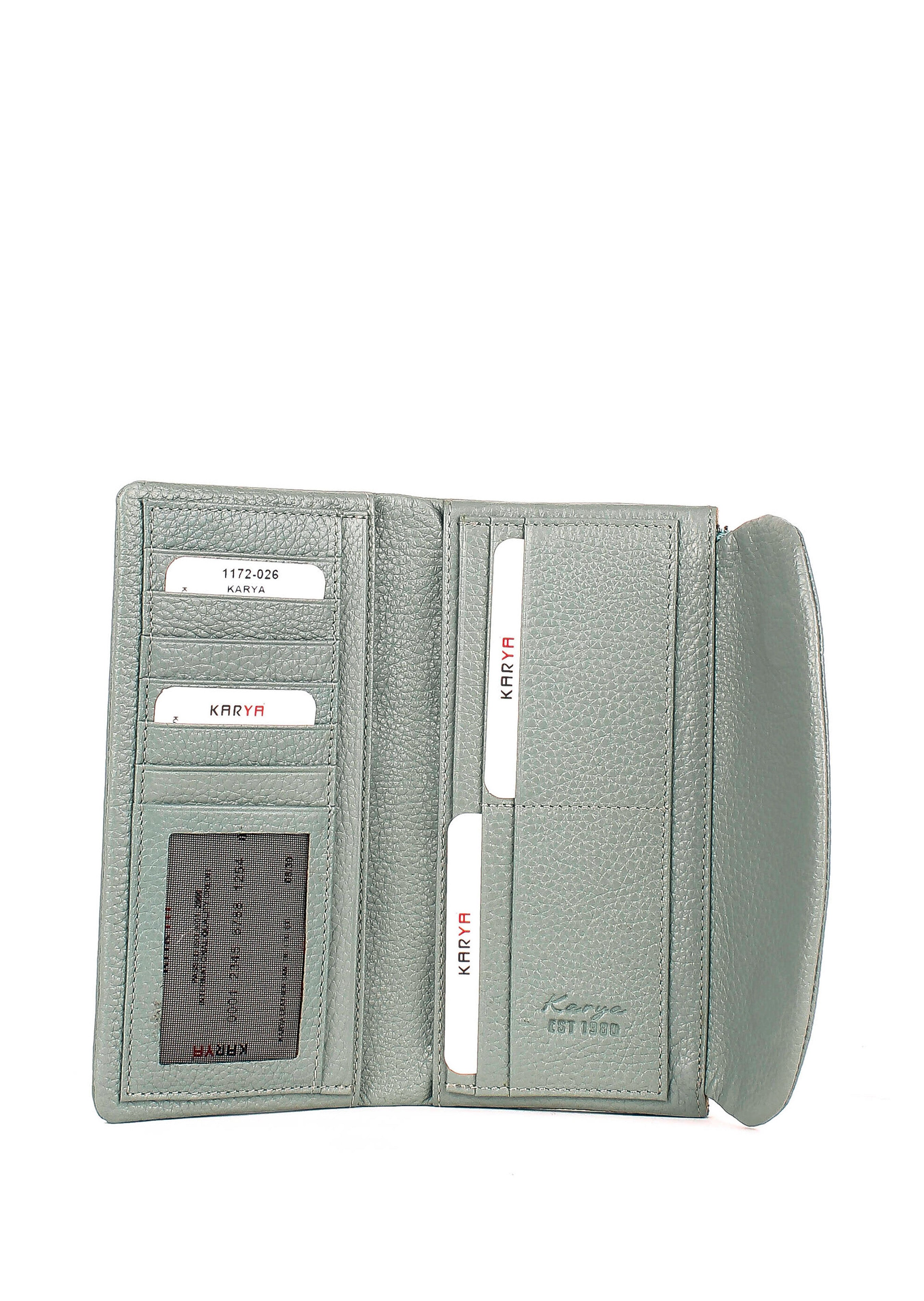 Cartera de piel italiana Verde 1172-026