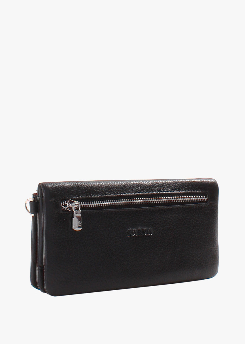 Cartera de piel italiana Negro 1201-45