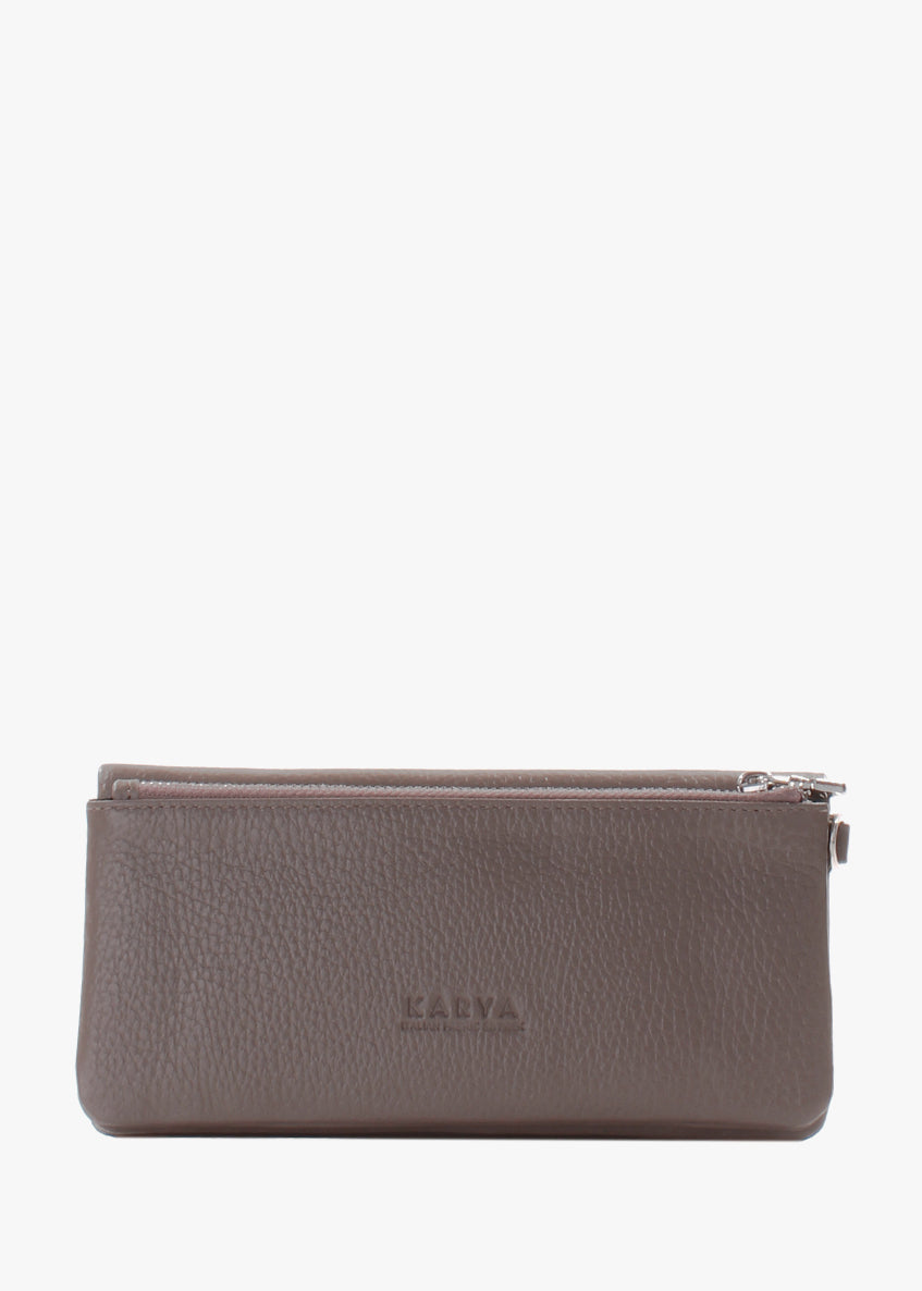 Cartera de piel italiana Gris 1201-51