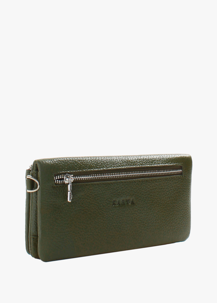 Cartera de piel italiana Verde 1201-084