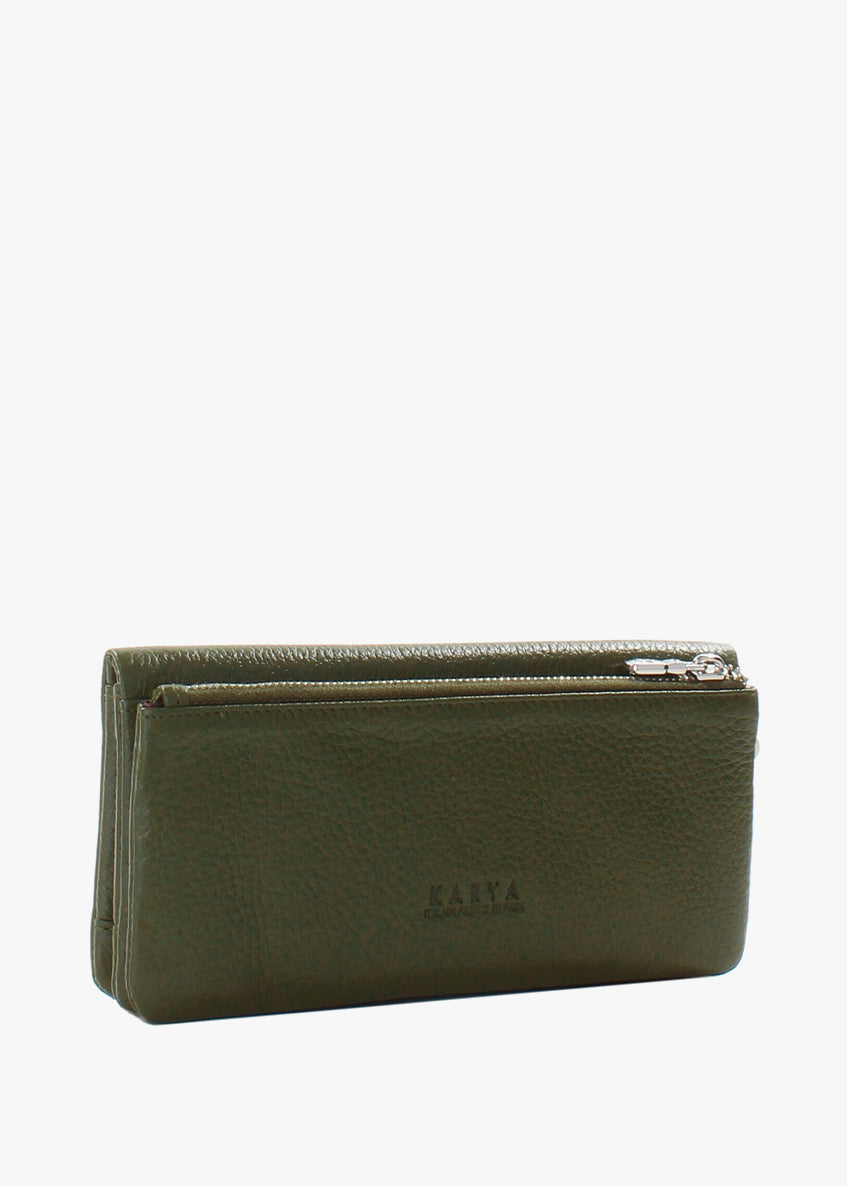 Cartera de piel italiana Verde 1201-084