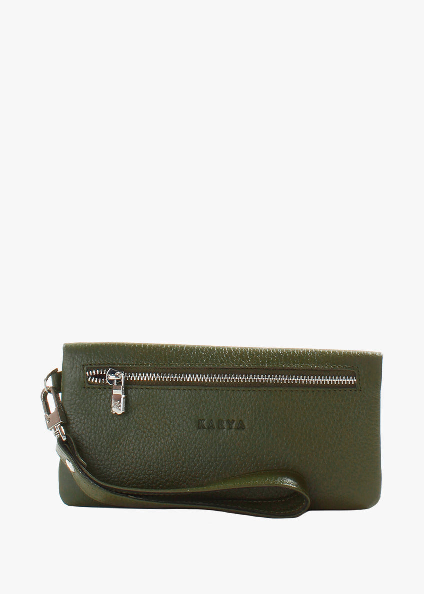 Cartera de piel italiana Verde 1201-084