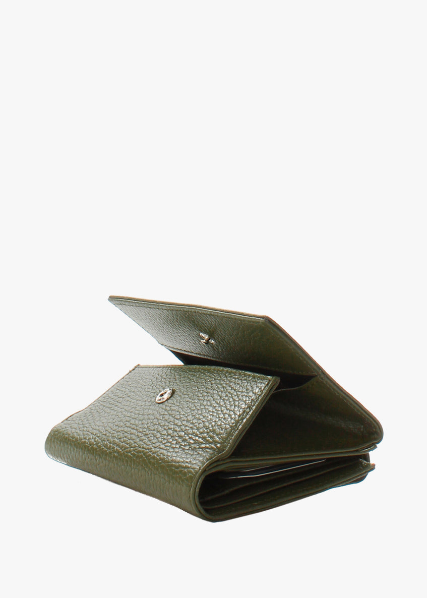 Cartera de piel italiana Verde 1206-084