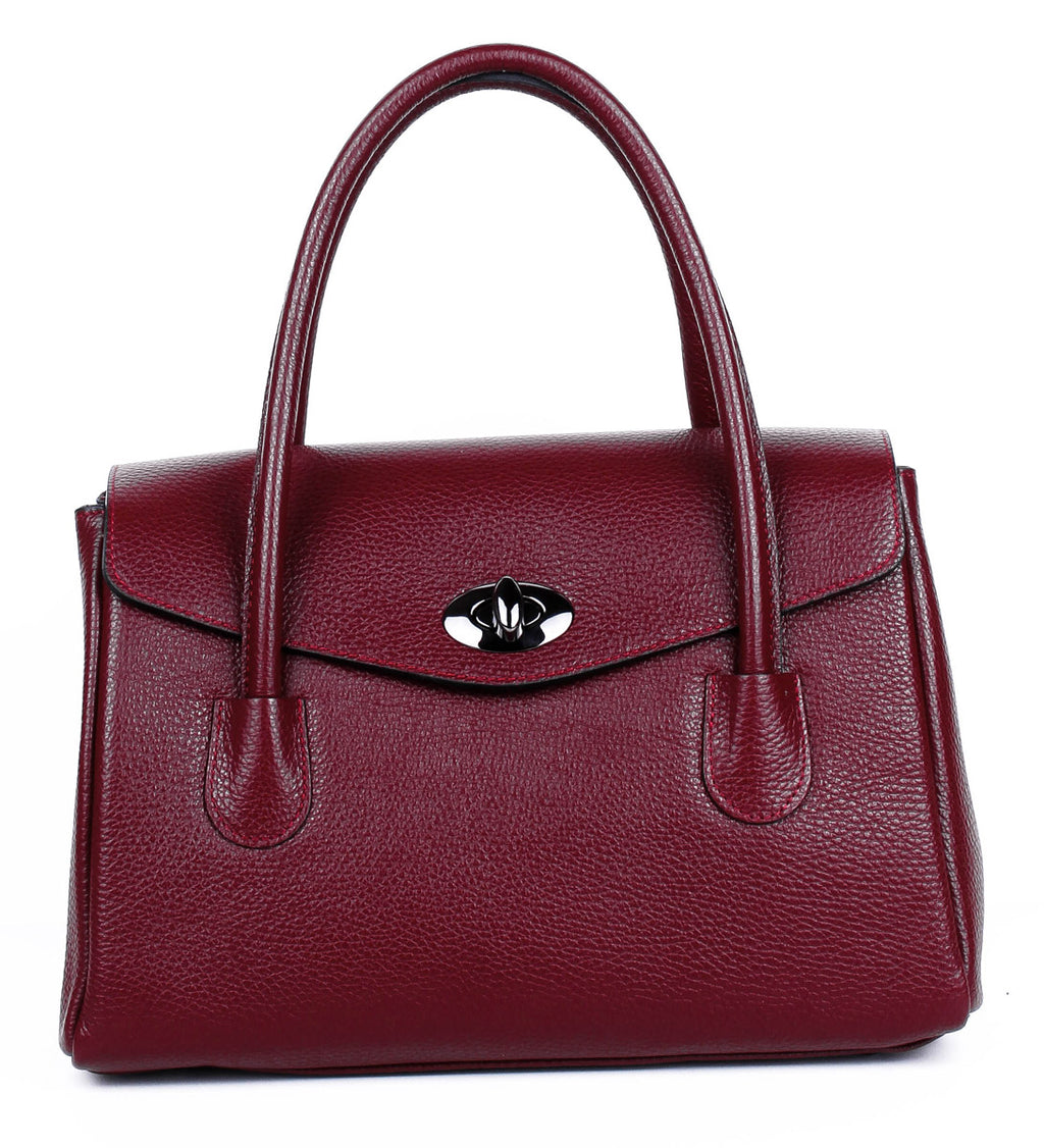 Bolso de mano de piel italiana Burgoña 8136-12-32