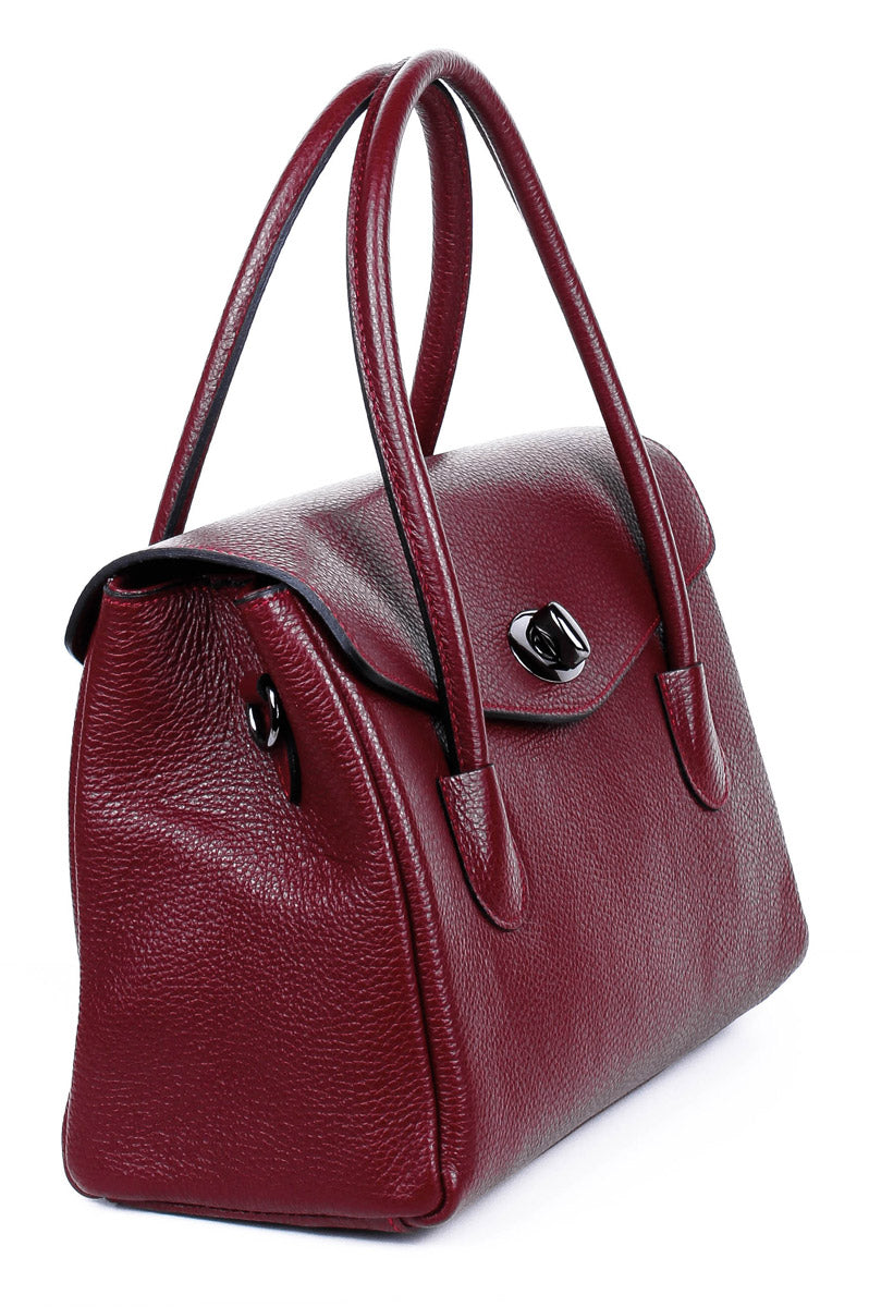 Bolso de mano de piel italiana Burgoña 8136-12-32