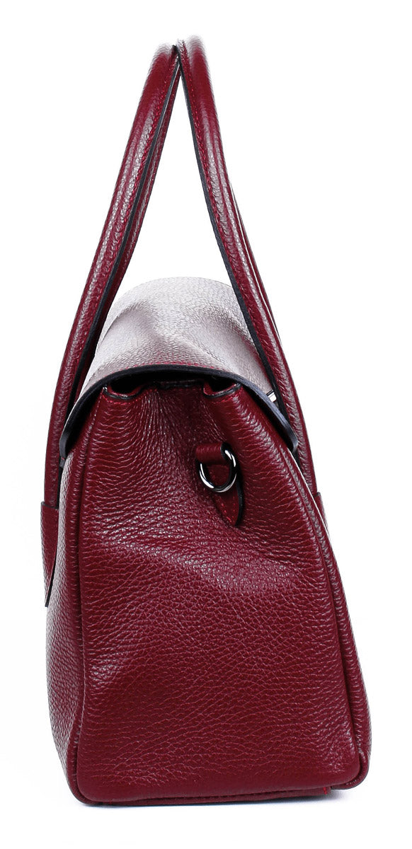 Bolso de mano de piel italiana Burgoña 8136-12-32