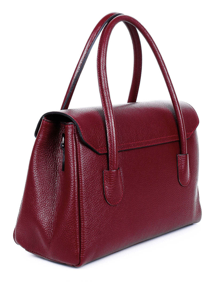 Bolso de mano de piel italiana Burgoña 8136-12-32
