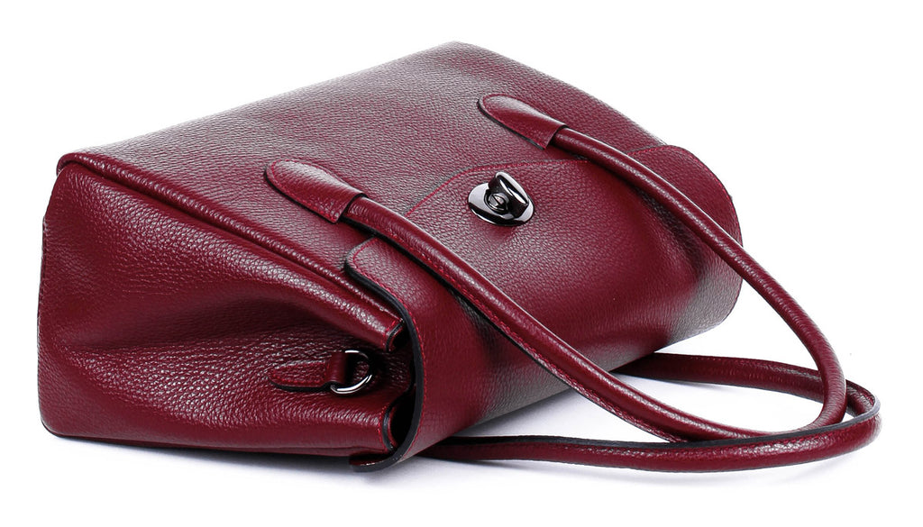 Bolso de mano de piel italiana Burgoña 8136-12-32
