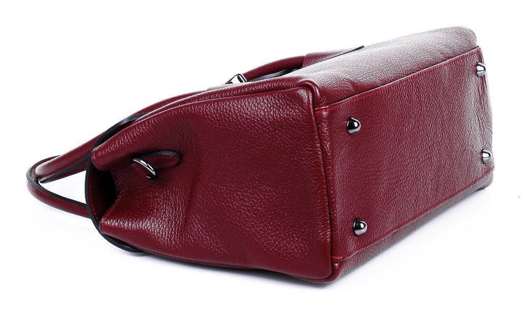 Bolso de mano de piel italiana Burgoña 8136-12-32