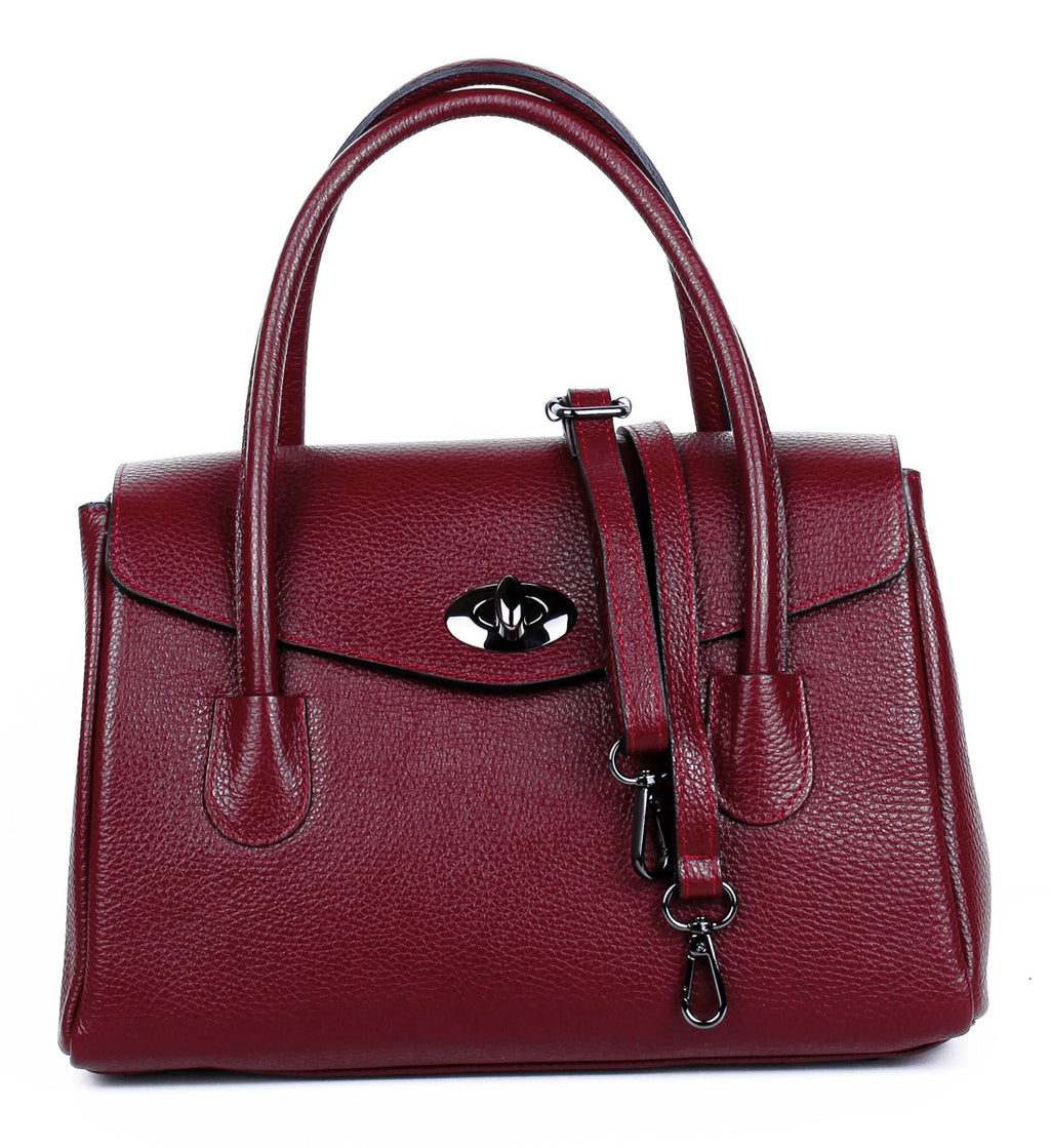 Bolso de mano de piel italiana Burgoña 8136-12-32