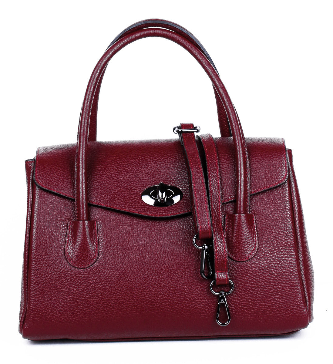 Bolso de mano de piel italiana Burgoña 8136-12-32