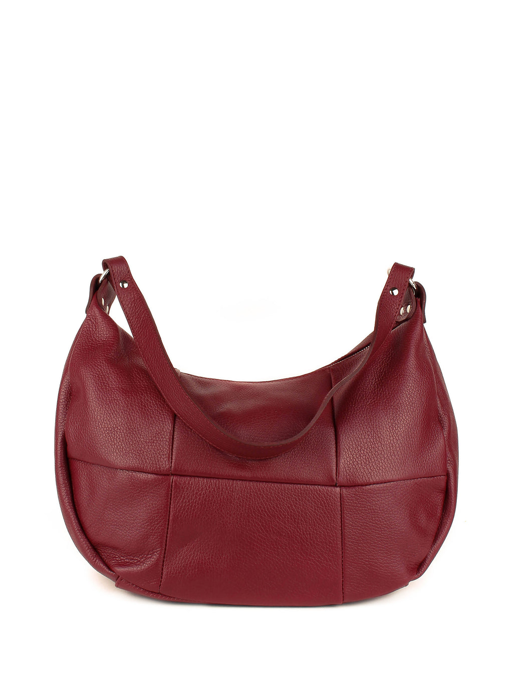 Bolso de hombro de piel italiana Borgoña 6638-103-37