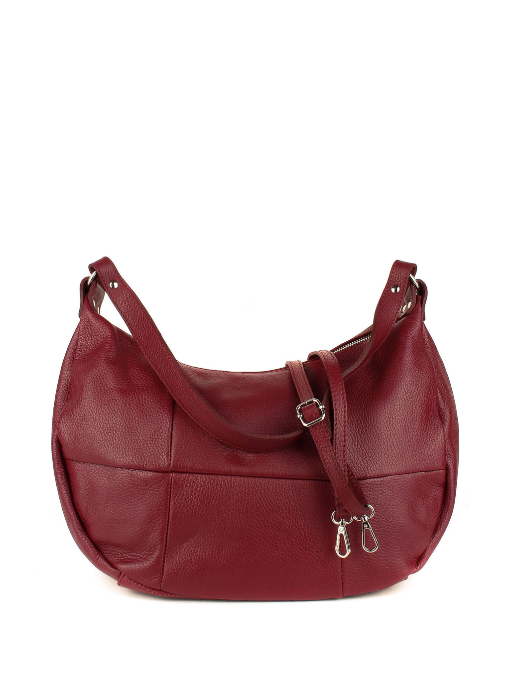 Bolso de hombro de piel italiana Borgoña 6638-103-37