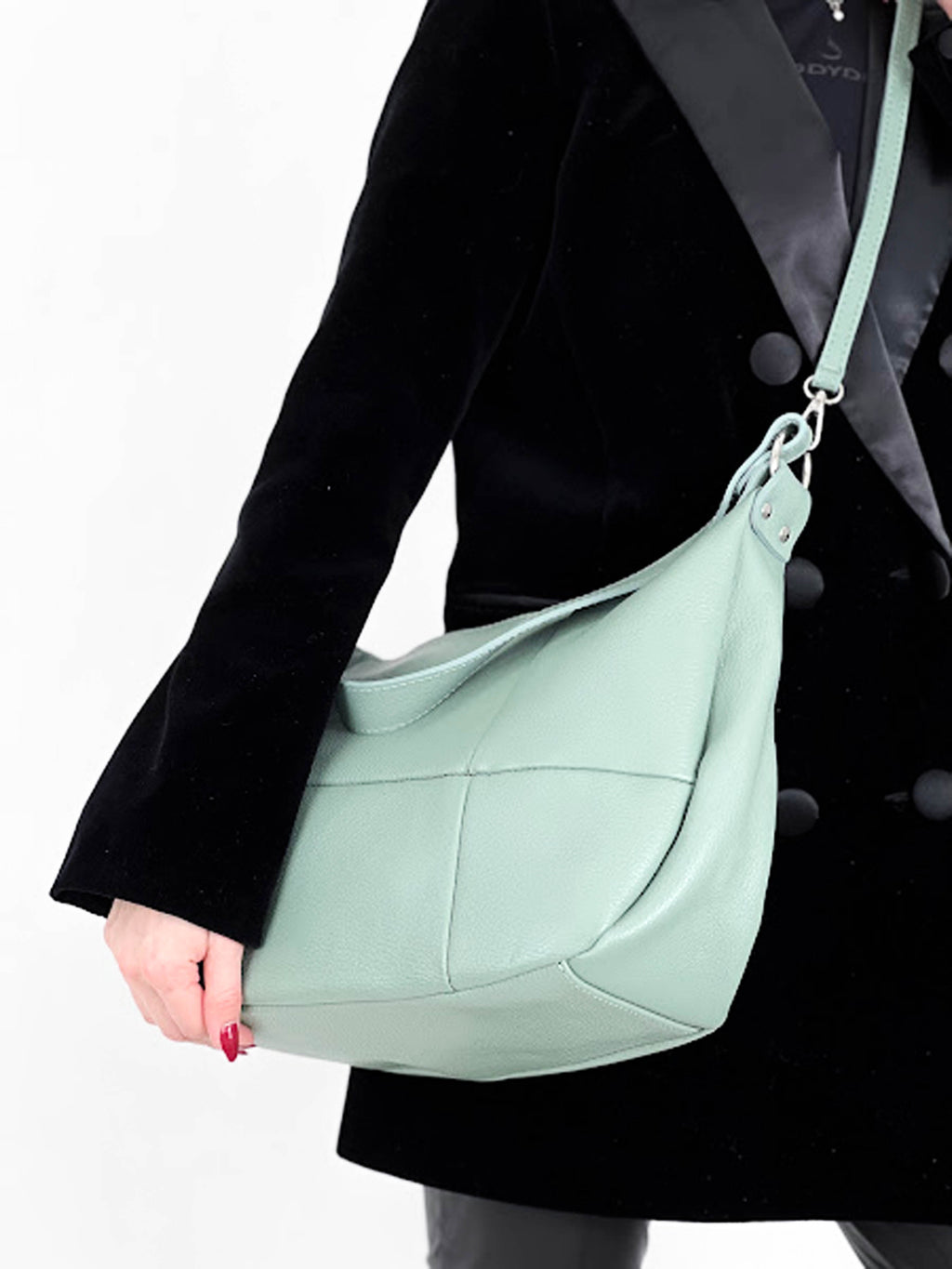 Bolso de hombro de piel italiana Verde 6638-81-37