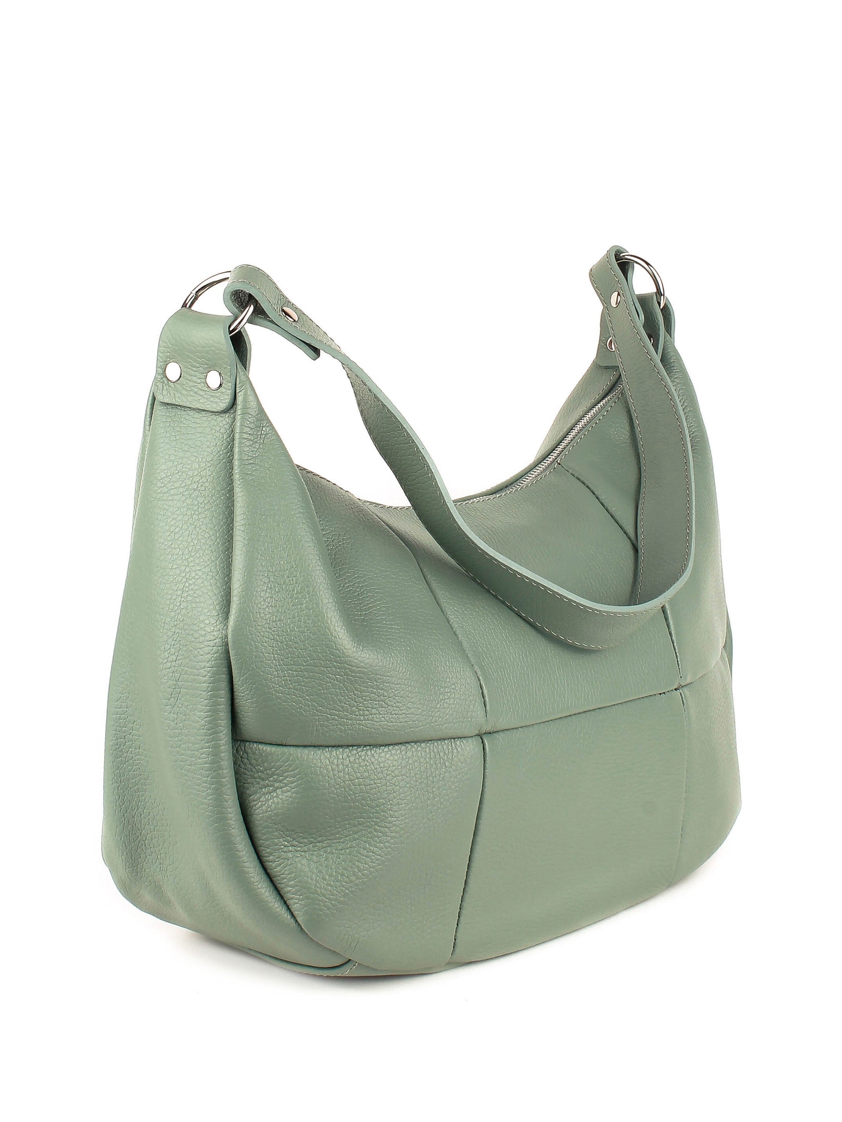 Bolso de hombro de piel italiana Verde 6638-81-37