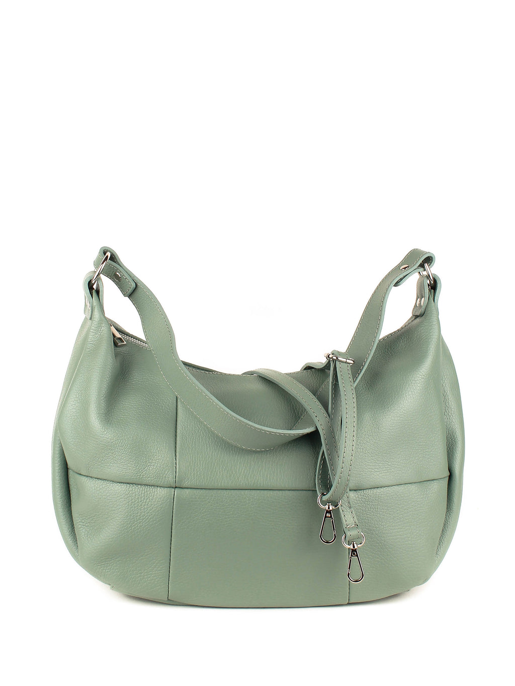 Bolso de hombro de piel italiana Verde 6638-81-37