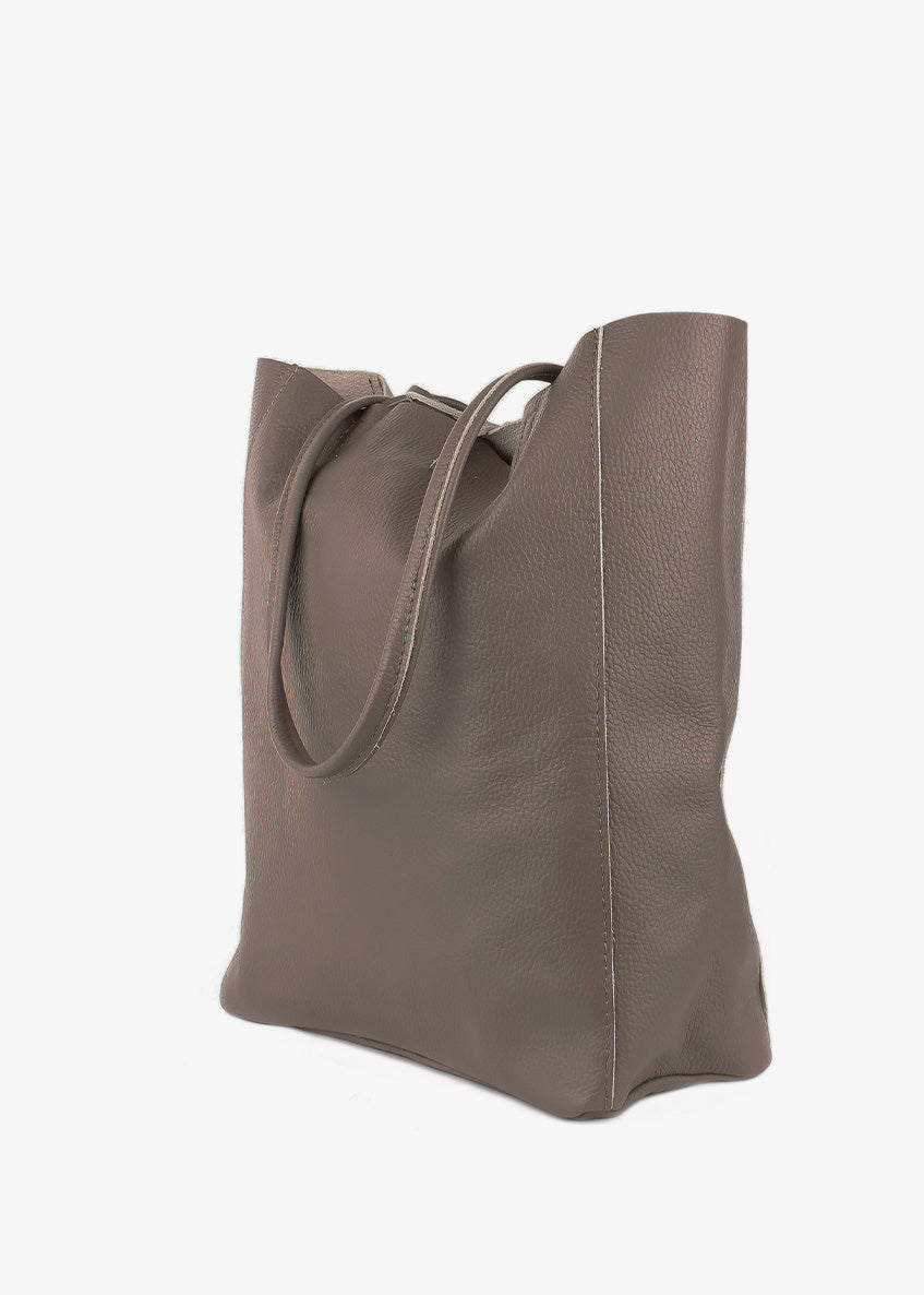 Shopper de piel italiana LARGO Marrón