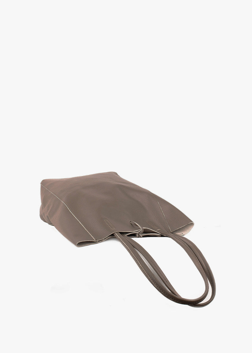 Shopper de piel italiana LARGO Marrón