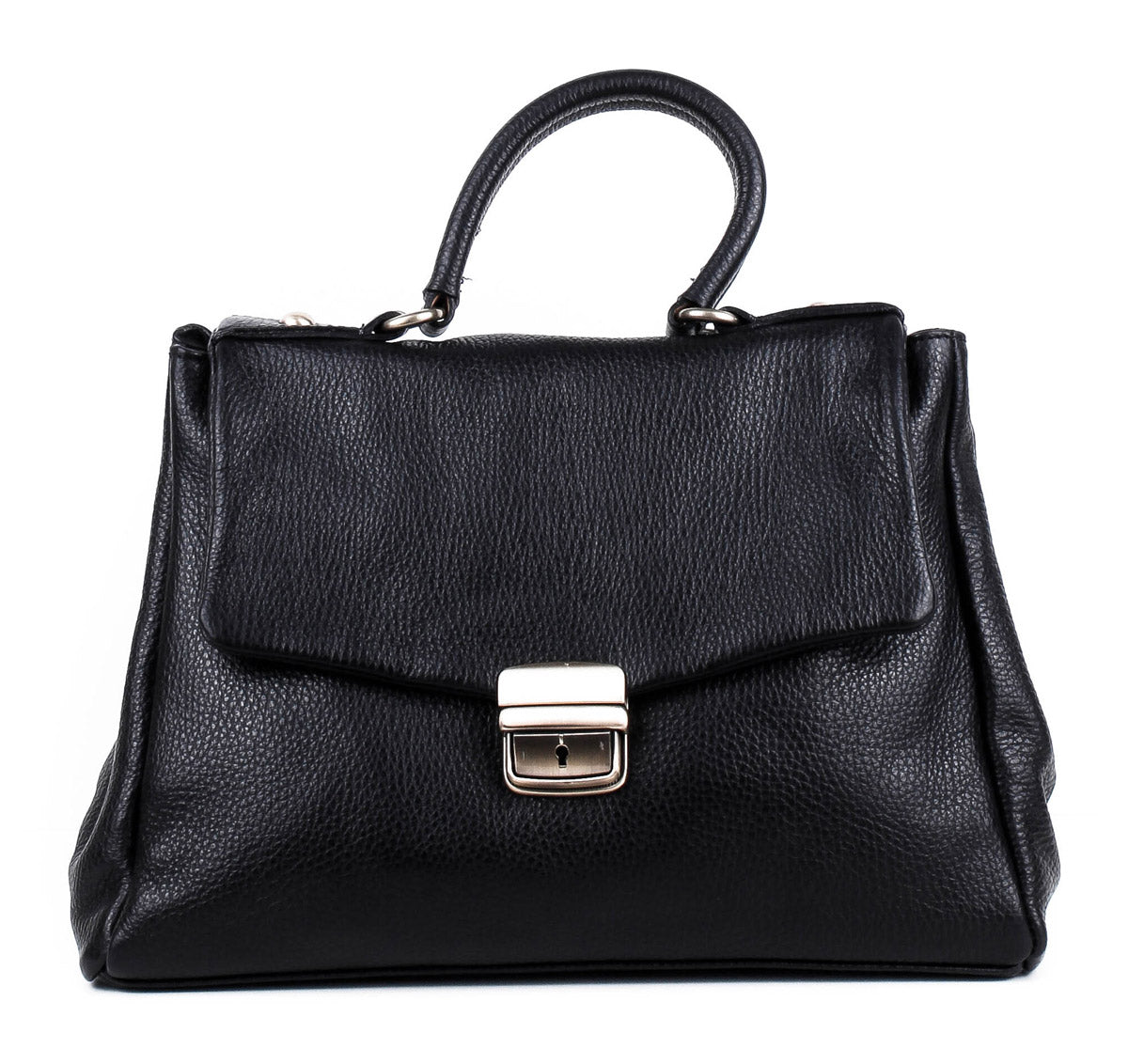Bolso de mano de piel italiana ABBA Negro