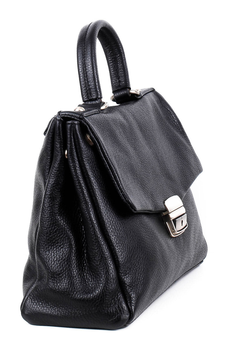 Bolso de mano de piel italiana ABBA Negro