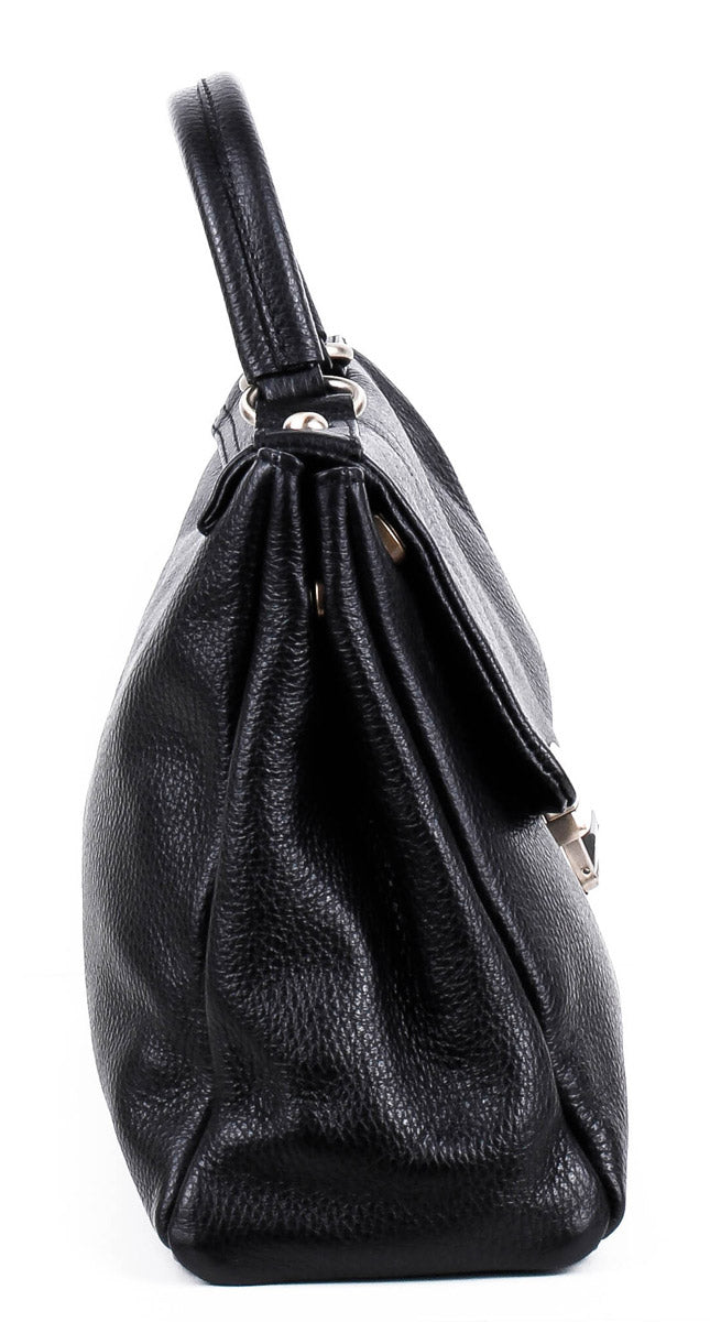 Bolso de mano de piel italiana ABBA Negro