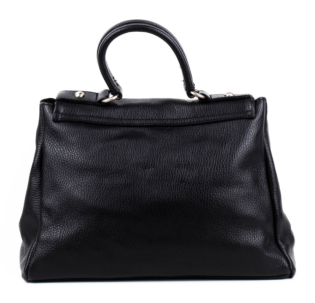Bolso de mano de piel italiana ABBA Negro