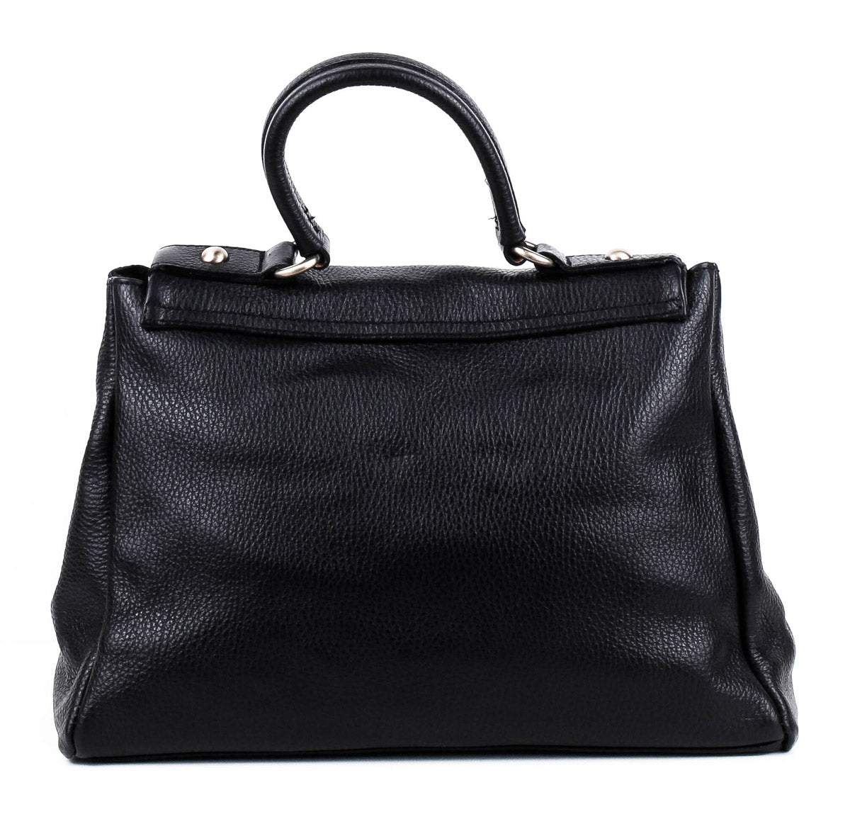 Bolso de mano de piel italiana ABBA Negro