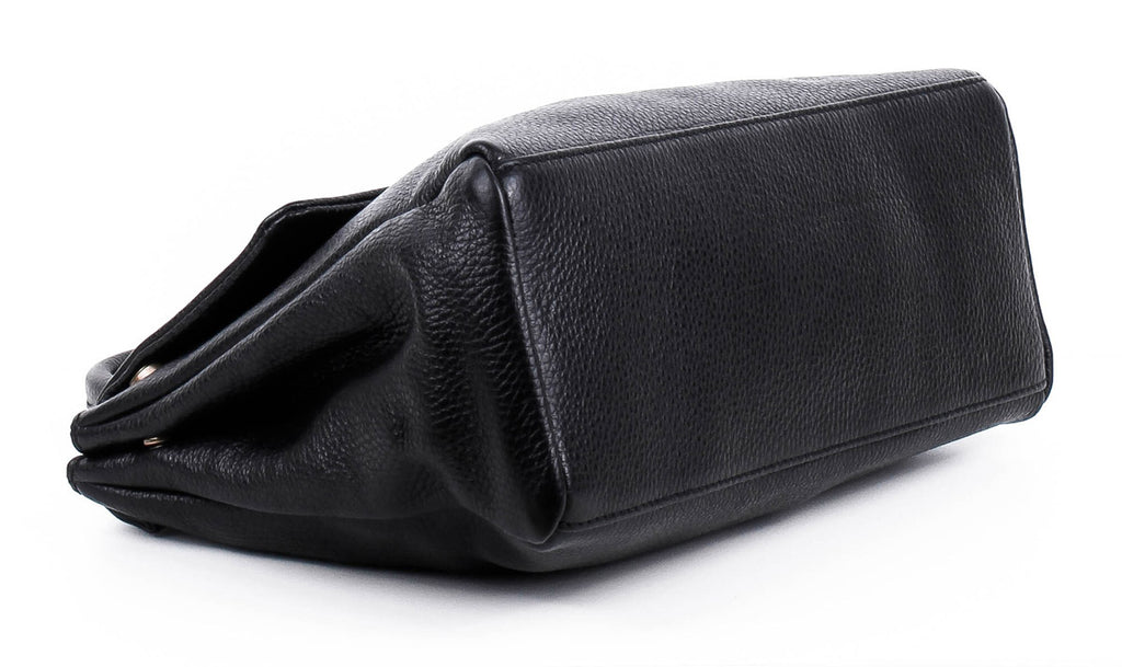 Bolso de mano de piel italiana ABBA Negro